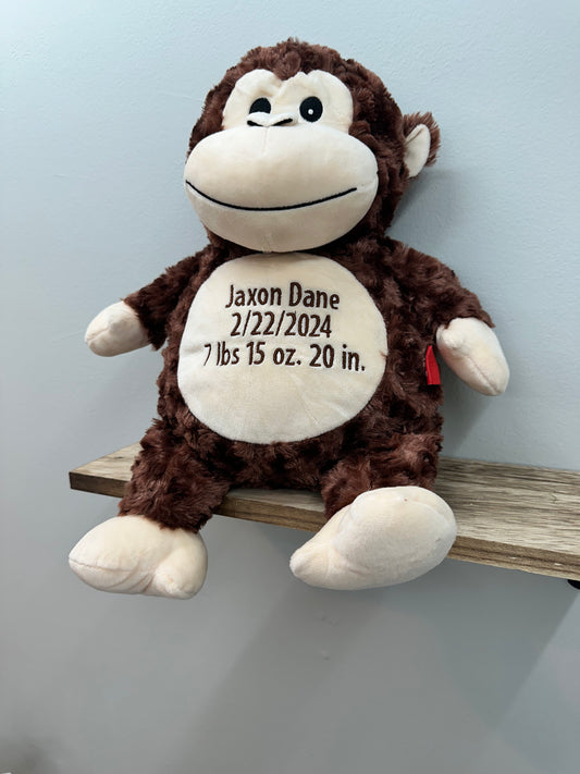 Personalized baby gift, Personalized Stuffed animal, machine embroidered,Baptism gift,Memorial gift,Personalized keepsake