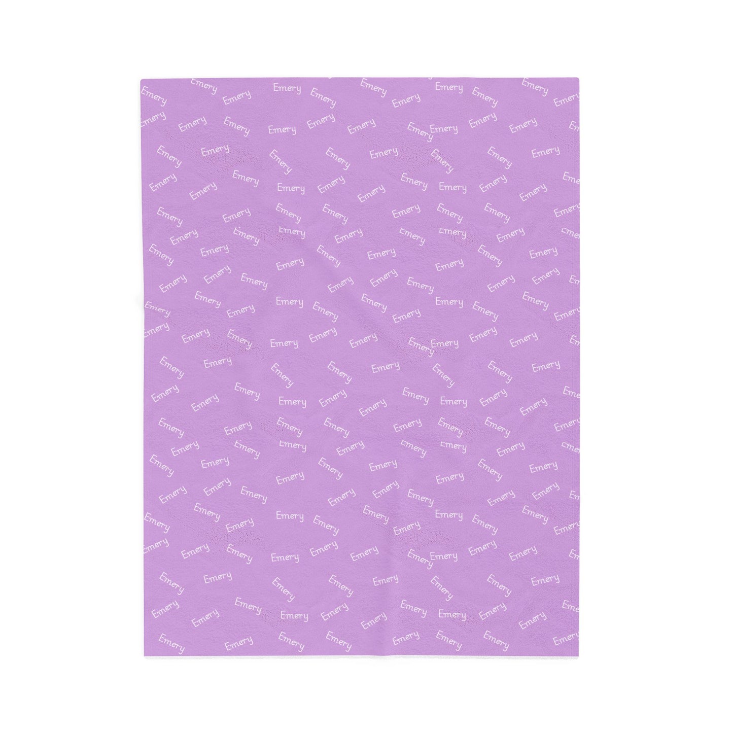 Lavender 'Sunny' Velveteen Plush Blanket — Soft Cozy Throw with Repeating Script Pattern