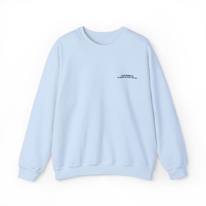Minimalist Micro-Text Crewneck Sweatshirt — Subtle Chest Script