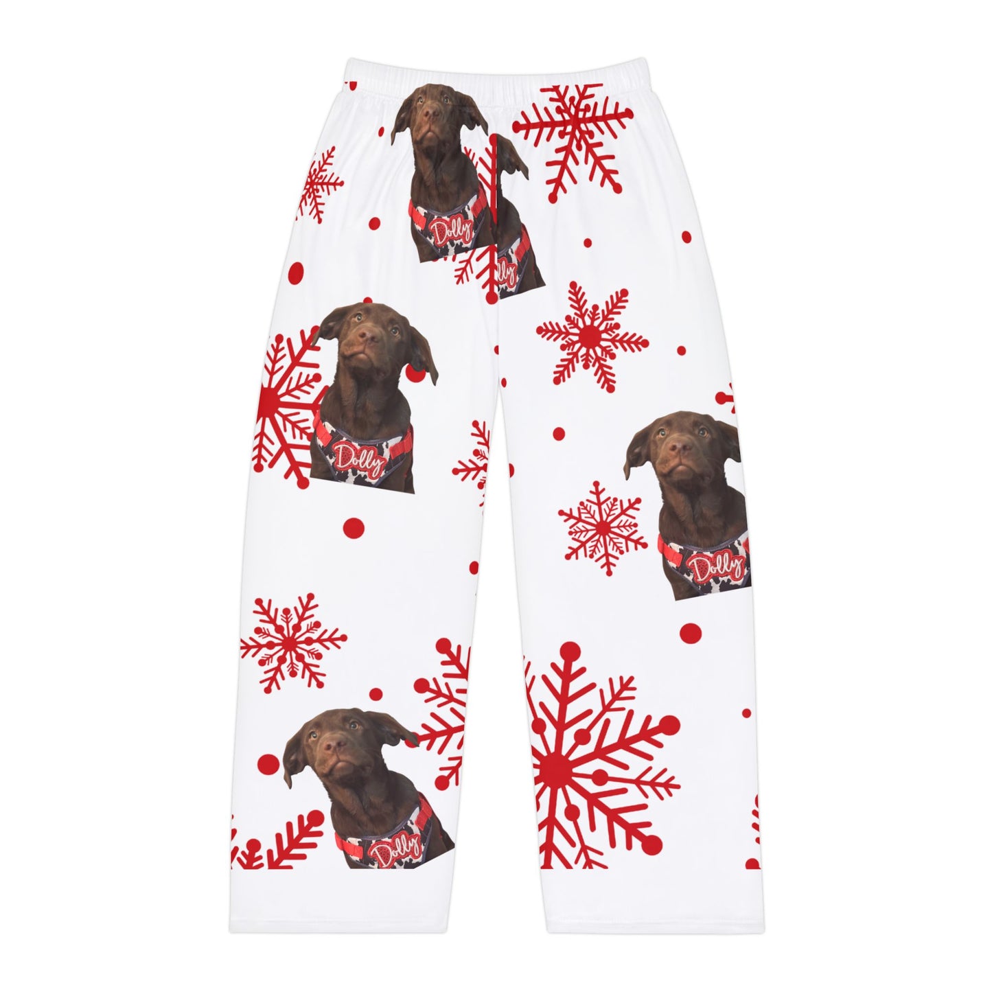 Men's Holiday Pajama Pants — Chocolate Lab Snowflake All-Over Print