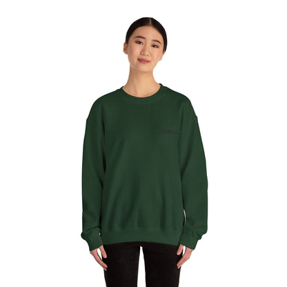 Minimalist Micro-Text Crewneck Sweatshirt — Subtle Chest Script