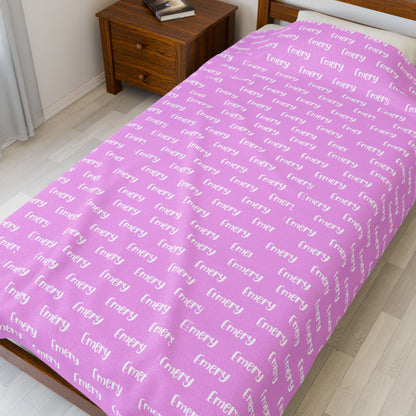 Pink 'Every' Pattern Velveteen Plush Blanket — Cozy Reversible Throw