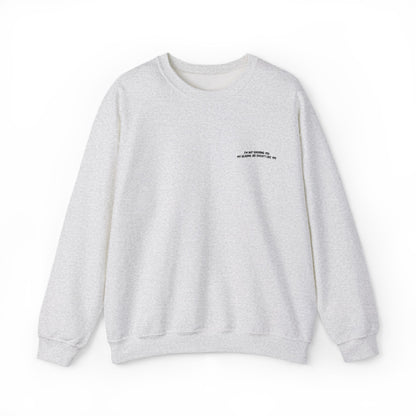 Minimalist Micro-Text Crewneck Sweatshirt — Subtle Chest Script