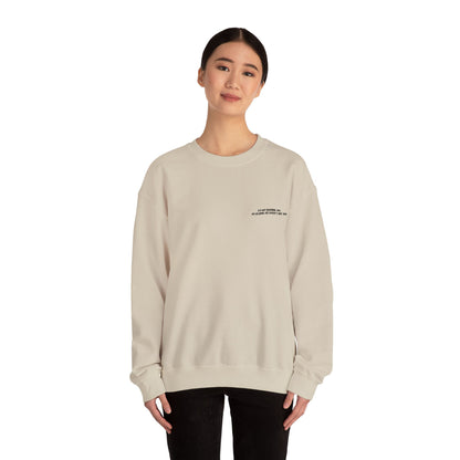 Minimalist Micro-Text Crewneck Sweatshirt — Subtle Chest Script