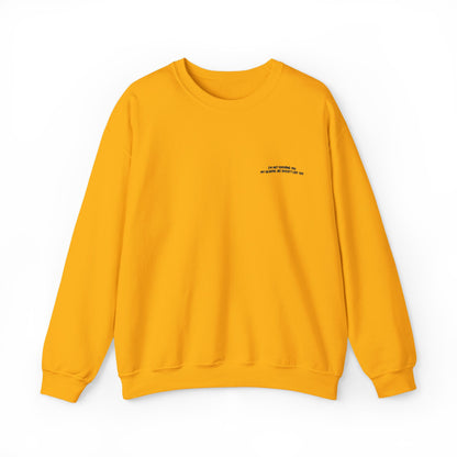 Minimalist Micro-Text Crewneck Sweatshirt — Subtle Chest Script