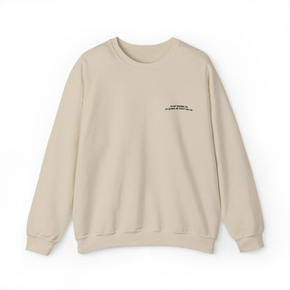 Minimalist Micro-Text Crewneck Sweatshirt — Subtle Chest Script