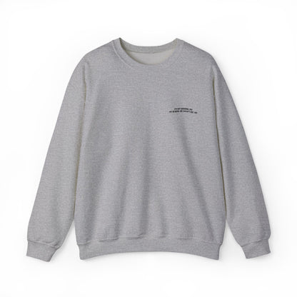 Minimalist Micro-Text Crewneck Sweatshirt — Subtle Chest Script