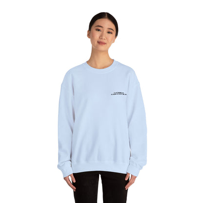 Minimalist Micro-Text Crewneck Sweatshirt — Subtle Chest Script