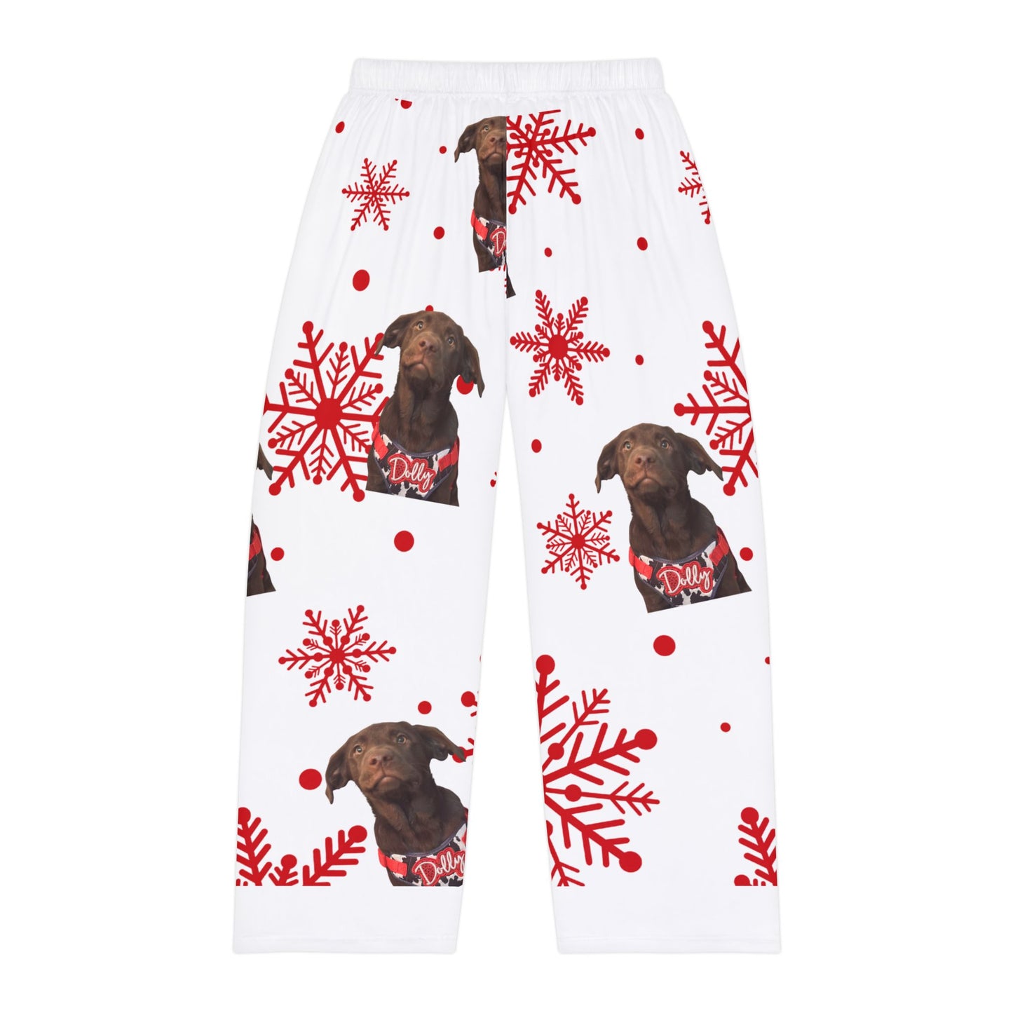 Men's Holiday Pajama Pants — Chocolate Lab Snowflake All-Over Print
