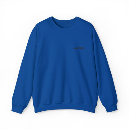Minimalist Micro-Text Crewneck Sweatshirt — Subtle Chest Script