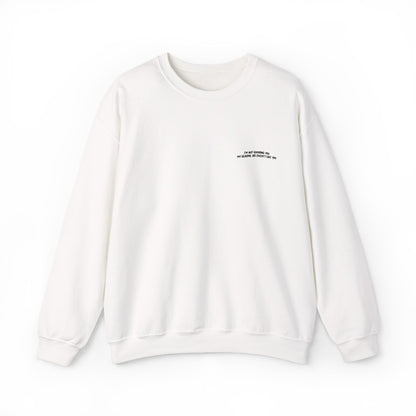 Minimalist Micro-Text Crewneck Sweatshirt — Subtle Chest Script