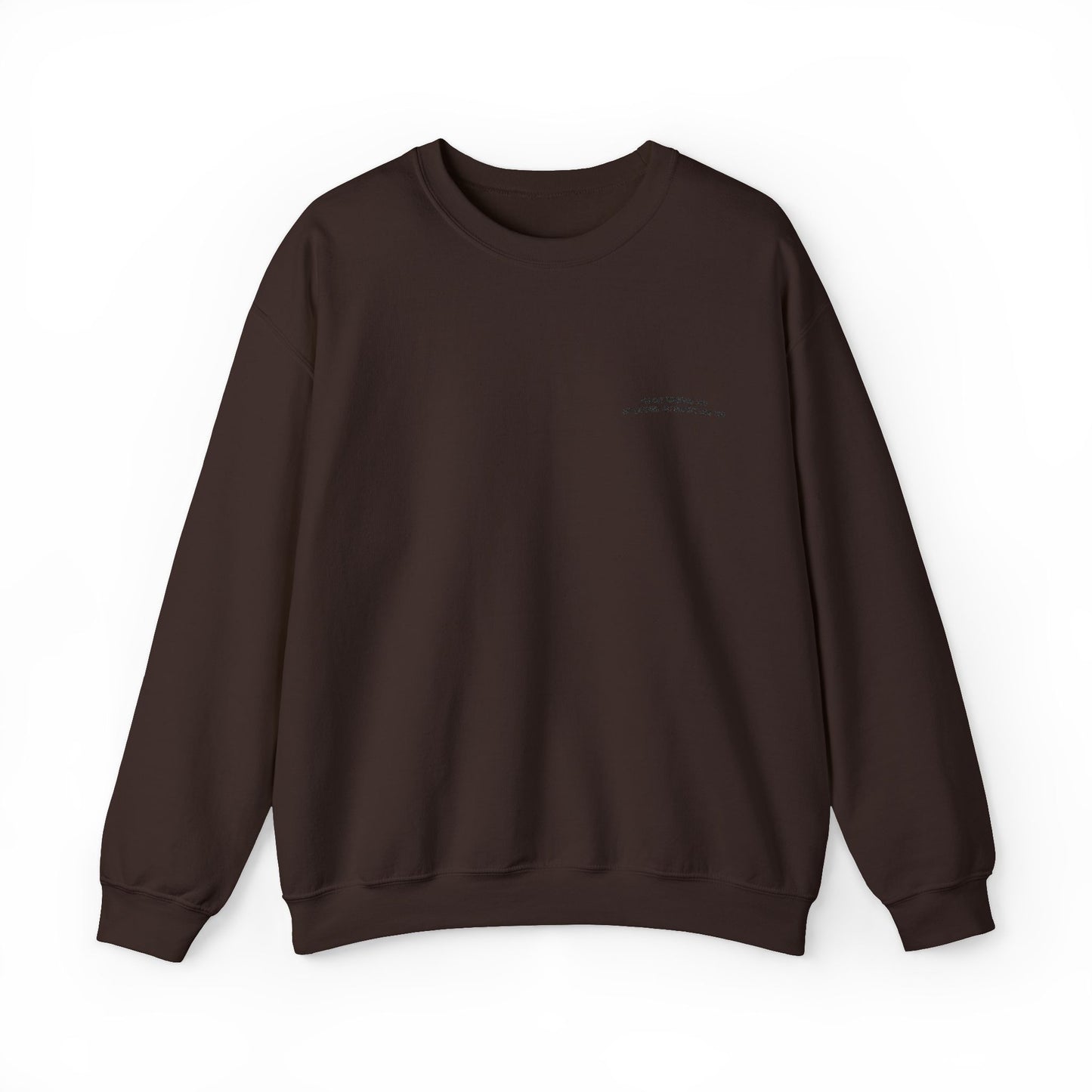 Minimalist Micro-Text Crewneck Sweatshirt — Subtle Chest Script