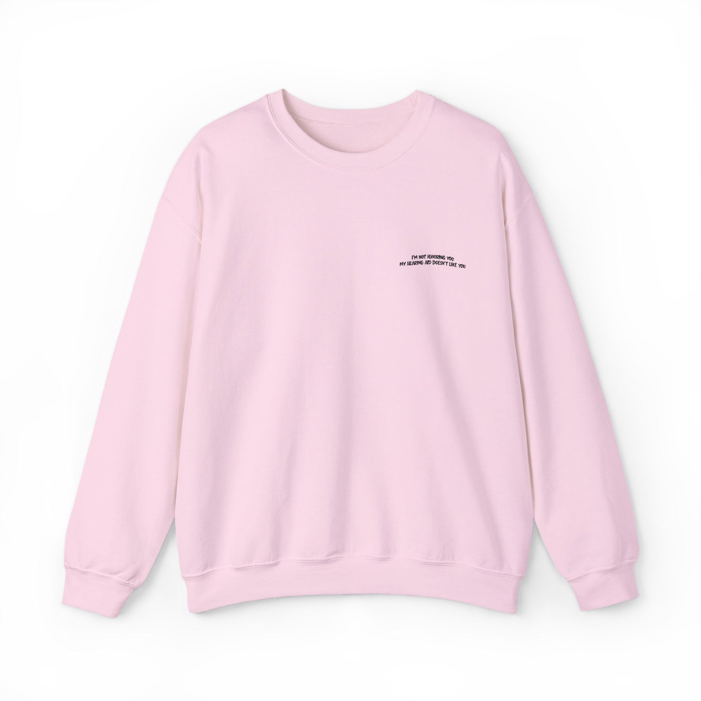 Minimalist Micro-Text Crewneck Sweatshirt — Subtle Chest Script