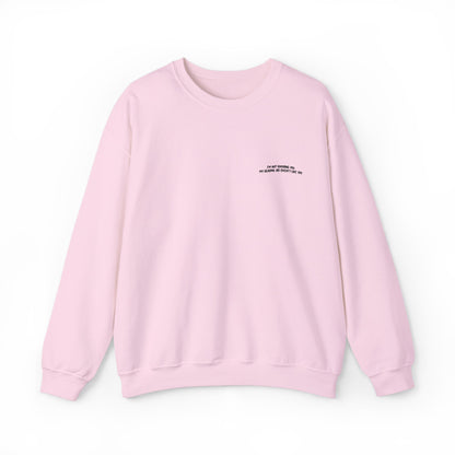 Minimalist Micro-Text Crewneck Sweatshirt — Subtle Chest Script