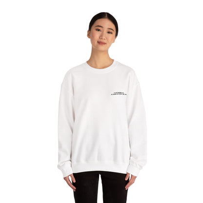 Minimalist Micro-Text Crewneck Sweatshirt — Subtle Chest Script