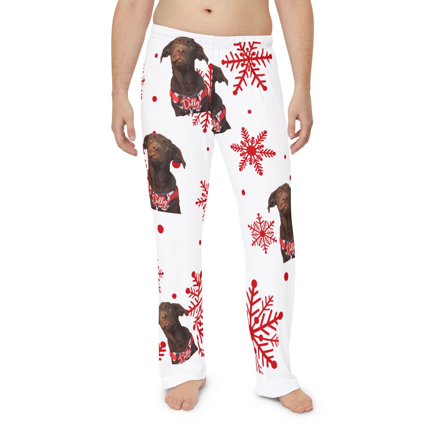 Men's Holiday Pajama Pants — Chocolate Lab Snowflake All-Over Print