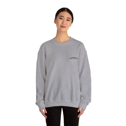 Minimalist Micro-Text Crewneck Sweatshirt — Subtle Chest Script
