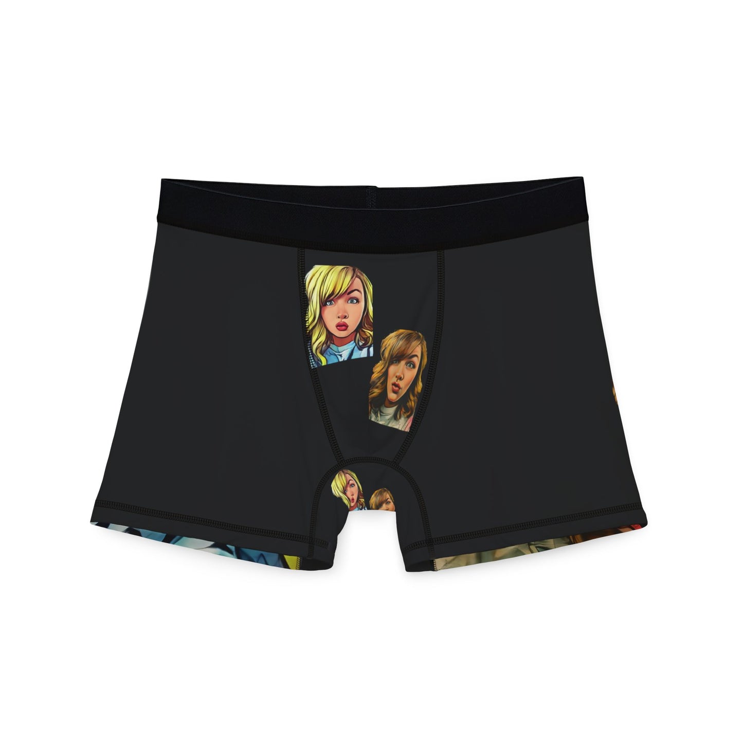 Cartoon Twin Faces Men's Boxer Shorts — Funny Pop Art Face Print