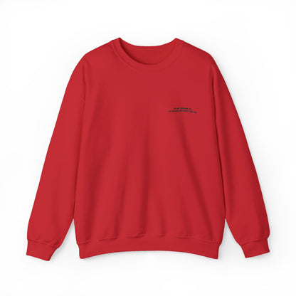 Minimalist Micro-Text Crewneck Sweatshirt — Subtle Chest Script
