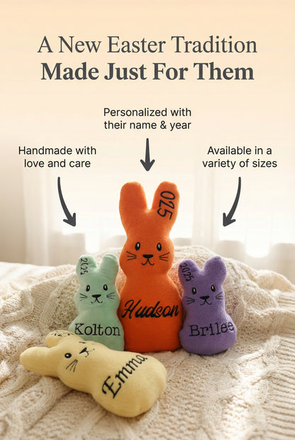 Embroidered Personalized Bunny Plush – Custom Handmade Keepsake